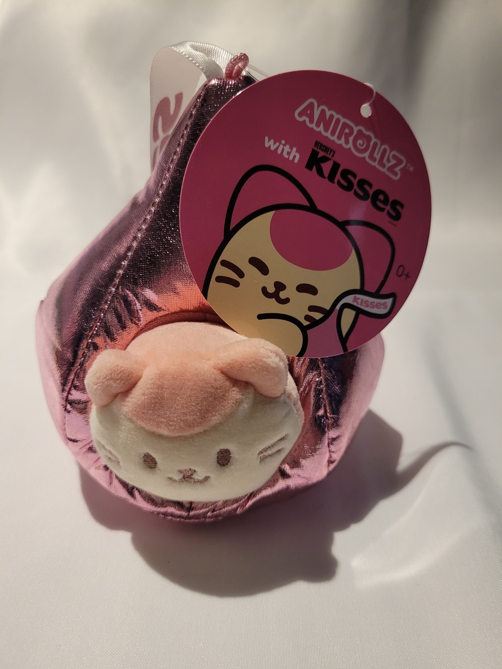 NWT AniRollz with Kisses Pink Metallic Plush Cat